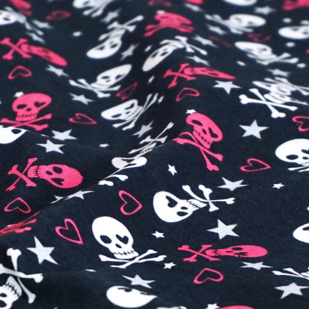Baumwollstoff Motivdruck Pink Skulls Totenköpfe Skulls